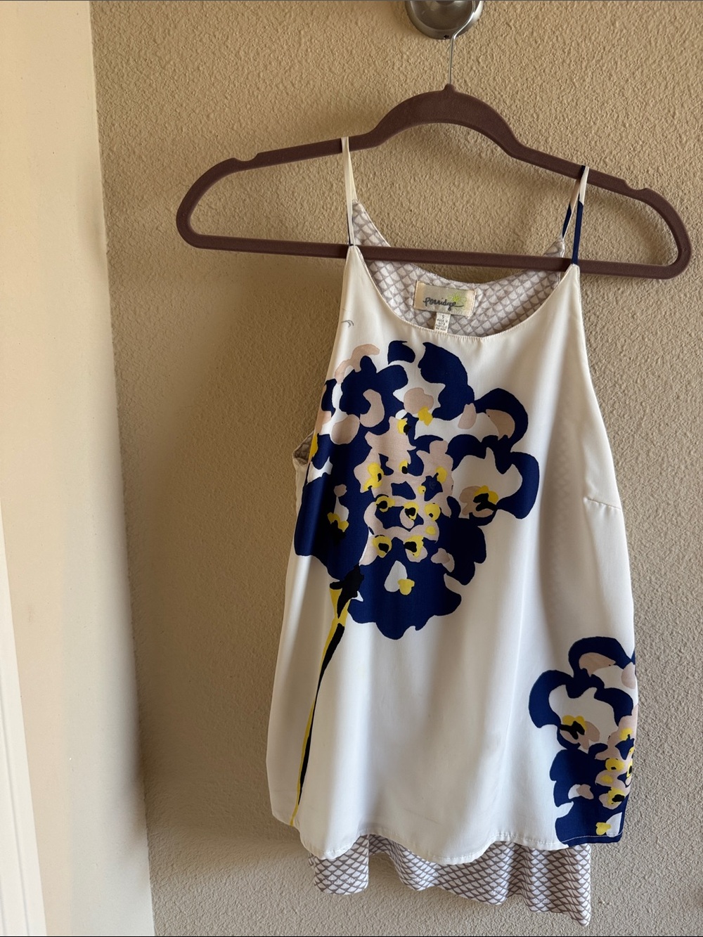 Peppermint White Floral-Print Spaghetti-Strap Camisole